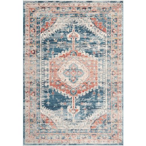 nuLOOM Harley Faded Medallion Area Rug, 6' 7" x 9', Blue