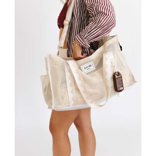 The Bambi Mesh Bag in Sand: Practical Beach Bag, Market Bag, Weekender Bag