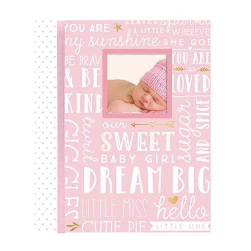 Lil' Peach Dream Big Baby Memory Book, Pink Guided First 5 Years Baby Journal and Photo Album with 46 Acid-Free Fill-In Pages