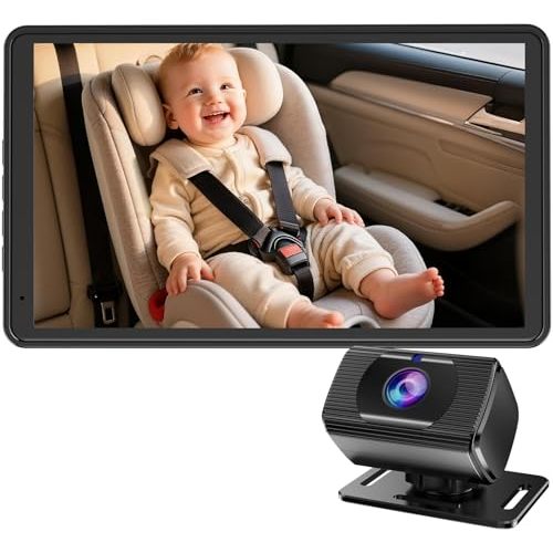 Rohent Baby Car Camera 7.2-Inch Monitor: 1080P HD Rear Facing Infant Backseat Camera with Night Vision 360° Rotation Wide Angle USB Plug & Play Anti-Glare Screen for Safe Driving F25