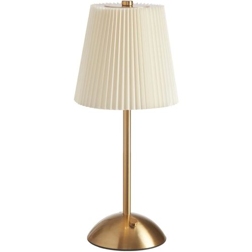 Portable Cordless Table Lamp, Fabric Shade Desk Lamps, 3000mAh Rechargeable Battery Operated Light, 3Color Dimmable Touch Lamp for Dining Room, Living Room, Bedroom, Bedside, Kitchen, Bathroom (Brass)