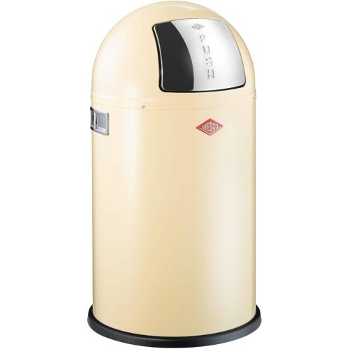 Wesco Pushboy Junior - German Made - Push Door Trash Can, Powder Coated Steel, 5.8 Gallon / 21 L , Almond