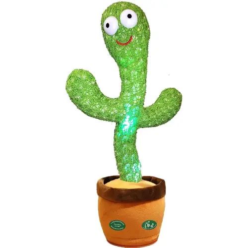 Pbooo Dancing Cactus Toy,Talking Repeat Singing Sunny Cactus Toy 120 Pcs Songs for Baby 15S Record Your Sound Sing+Dancing+Recording+LED