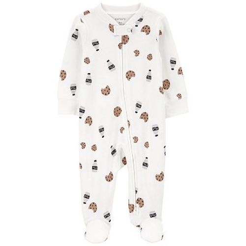 Baby Carter's Milk & Cookie Print 2-Way Zip Sleep & Play Pajamas