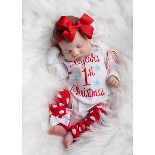 Baby Girl First Christmas Outfit, Personalized First Christmas Outfit, Newborn Girl Christmas Outfit, Baby Girl Christmas Outfit