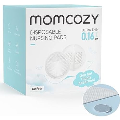 Momcozy Ultra-Thin Disposable Nursing Pads, Ultra-Absorbent and Breathable Portable Breast Pads for Mothers (60 Count)