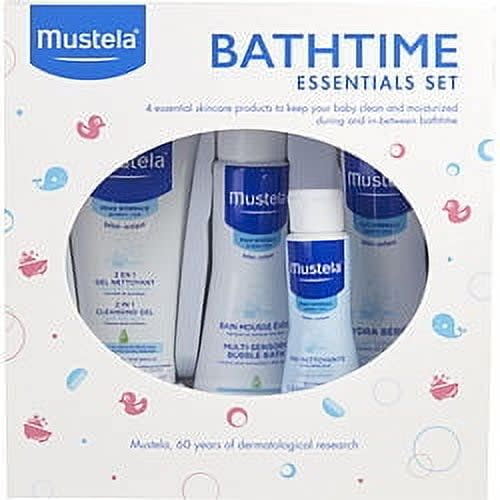 Mustela Baby Bathtime Essentials Gift Set, Natural Baby Skin Care, 4 Items