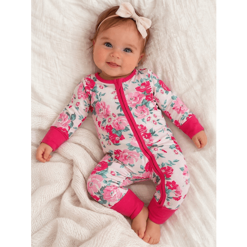 2-Way Zip Romper, Pink Splendor (3-6M)