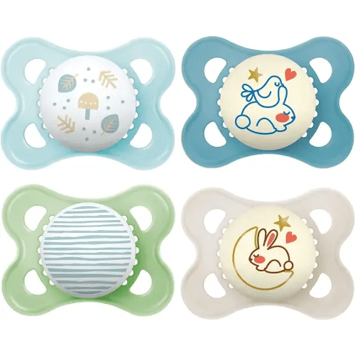 MAM Original Day & Night Pacifiers, Binky Pacifier for 0-6 Months, BPA-Free Silicone, Glows in The Dark, Best for Newborn Babies, Developed with Medical Experts, 4 Count Binkies