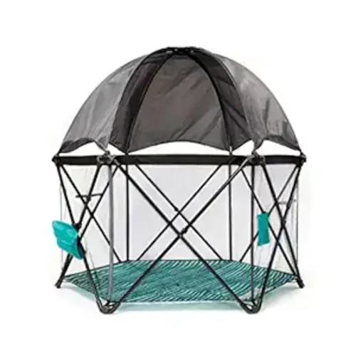 Baby Delight Go With Me Eclipse Mesh Portable Playard | Playpen | Sun Canopy | Indoor and Outdoor | Watercolor Stripe Base