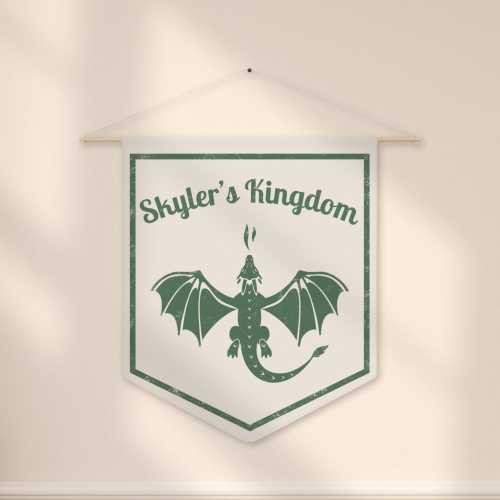 Personalized Name Sign for Kids with a Dragon, Custom Name Banner for Boy, Wall Pennant for Toddler, Dragon Lovers Gift, Kids Room Decor