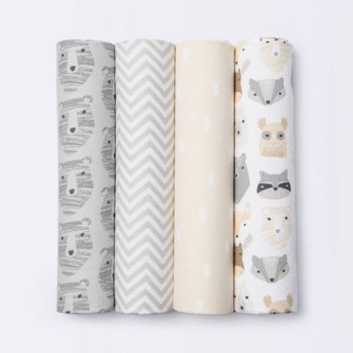 Flannel Baby Blankets Little Cub - Cloud Island™ Gray/neutral 4pk