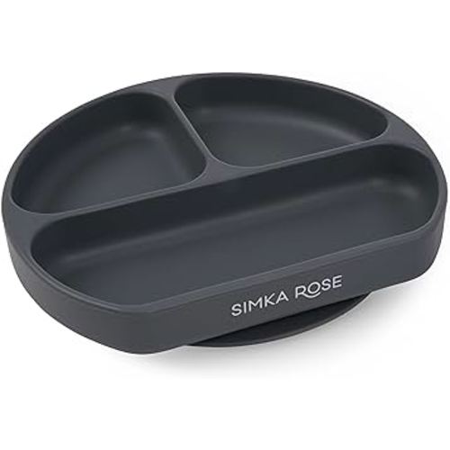 Simka Rose Baby Suction Plates for Baby & Toddler Plates Silicone Plate Baby Baby Dishes- BPA Free Silicone Divided Design Microwave & Dishwasher Safe - Baby Led Weaning Supplies Utensils (Pack of 1)
