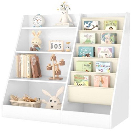 SUGIFT 4-Tier Kids Bookshelf and Toy Storage Organizer, White