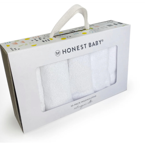 10-Pack Organic Cotton Baby-Terry Wash Cloths, Bright White | Honest Baby Clothing