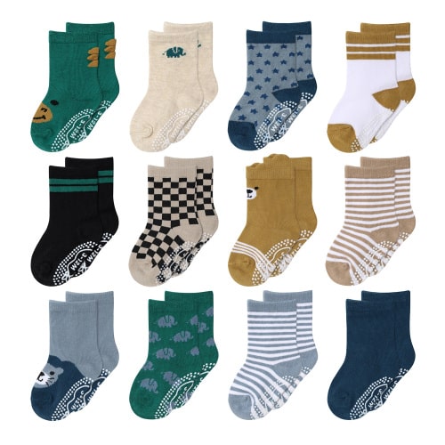 The Peanutshell Baby Boys 12pk Organic Cotton Socks, Bold