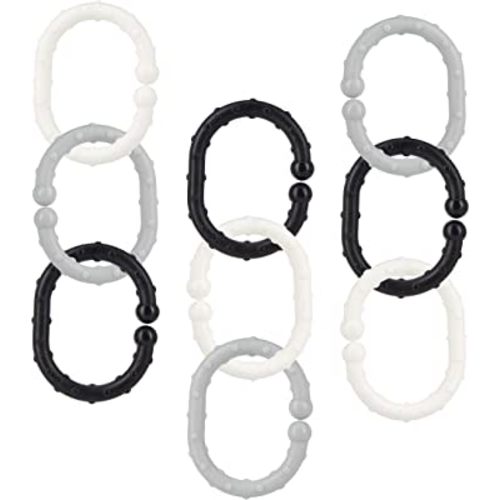 Nuby Linkables, Black, Grey, and White Attachable Links for Strollers, Car Seats, and Travel