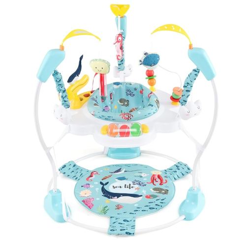 BABY JOY Baby Jumpers and Bouncers, Infant Activity Center with Music Lights Sounds, 360° Rotating Seat and 3 Adjustable Heights, Baby Play and Learning Center for 6-12 Months