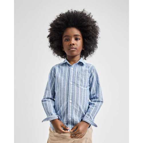 Baby And Toddler Boys Dad And Me Striped Oxford Button Up Shirt - Blue