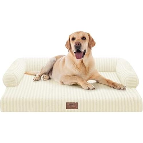 Large Dog Bed Waterproof Orthopedic Foam Dog Beds for Large Dogs Sofa Comfy Pet Bed with Washable Removable Cover & Non-Slip Bottom