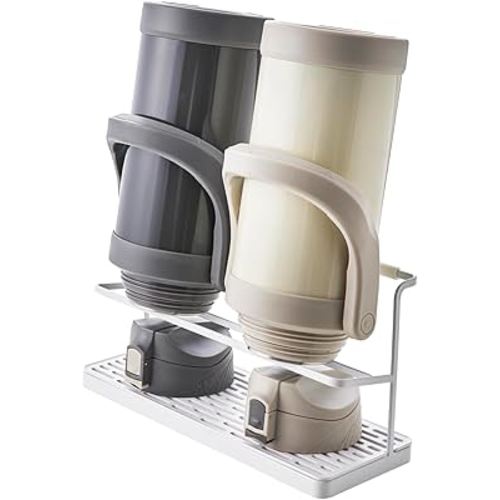 Yamazaki Home Tower Countertop Two Tier Baby Bottle Drying Rack for Kitchen Counter - Steel, White