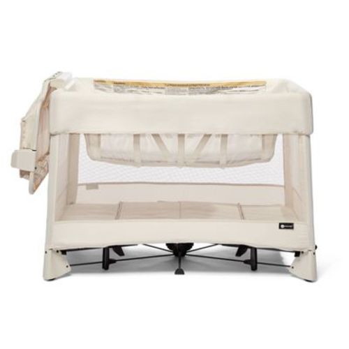 4moms Breeze Plus Playard Easy, One-handed Setup With Removable Bassinet & Flip Changer - Birch