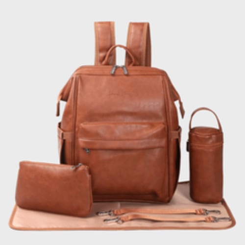 Vintage Diaper Bag Backpack | Best Vegan Leather Baby Bag | Comfortable Padded Straps | Hannah and Henry