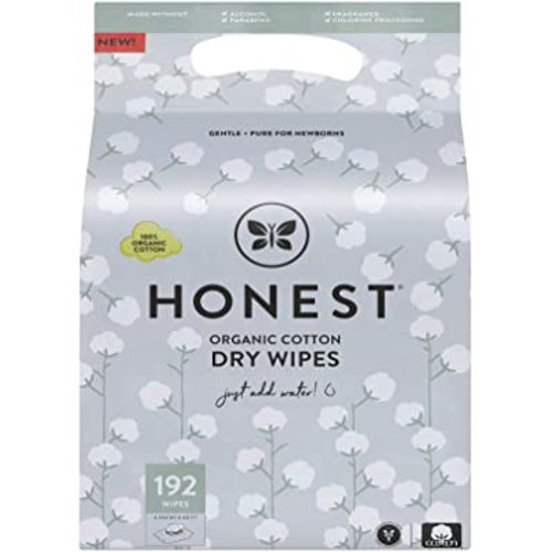 The Honest Company Dry Baby Wipes | 100% Organic Cotton, Gentle, Disposable | 192 Count