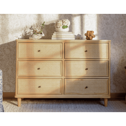 Marin with Cane 6 Drawer Dresser (honey/honey cane)