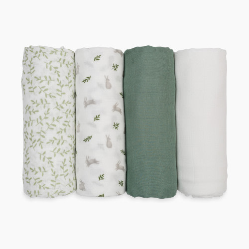 Lulujo Bamboo Muslin Swaddles (4 Pack) - Green