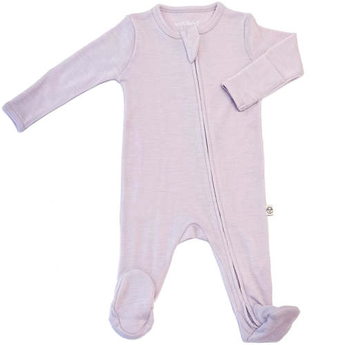 Footie Pajamas, Merino Wool, Lilac 0-3 Months
