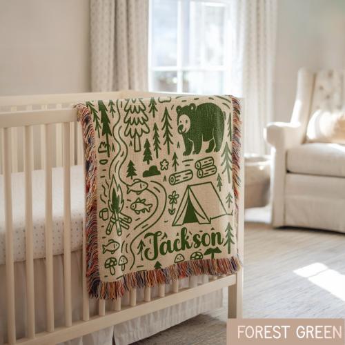 Personalized Camping Adventure Woven Blanket