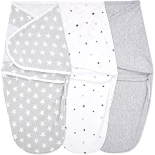aden + anais, Cotton Knit Baby Wrap, Newborn Wearable Swaddle Blanket, 3 Pack, Twinkle, 0-3 Months