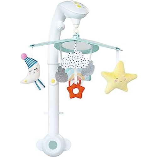 Taf Toys Sweet Dreams Mini Moon Crib Mobile with Soothing Music and Lights. Including Star Light Projector 30 Minutes of Classical Soothing Melodies & Soft Hanging Toys Nursery Toys for Babies Newborn