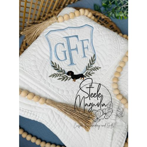 Dachshund Gift Baby Heirloom Quilt Custom Dog Nursery Decor Personalized Custom Name Baby Blanket for Dog Baby Shower Boy Monogram Initials
