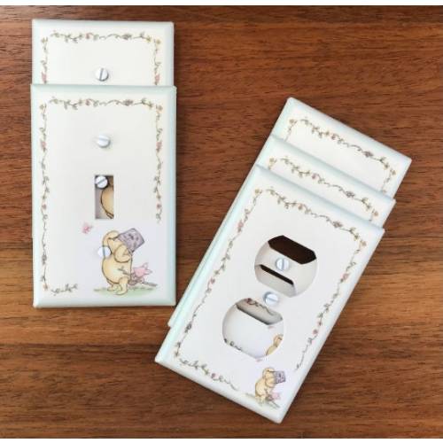 Classic Winnie the Pooh Light switch plate cover // PERSONALIZED Piglet // Vintage Winnie baby nursery // FAST SHIP!