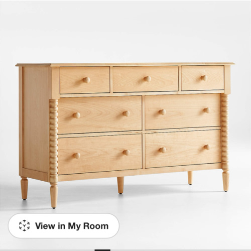 Jenny Lind 54" Maple Wood Wide 7-Drawer Kids Dresser
