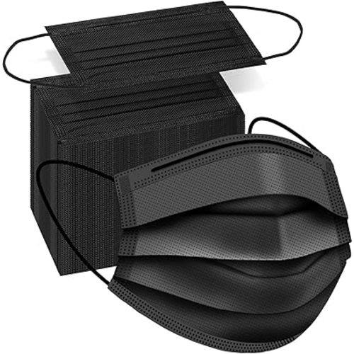 100 PCS Disposable Face Masks, Black Masks, 3 Ply Protection Disposable Face Masks