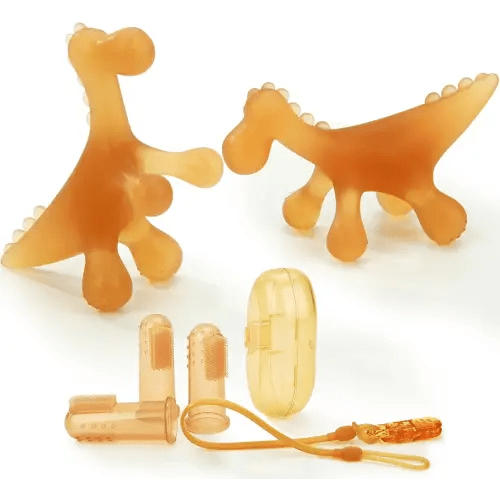 WAJIAYON 2 Pack Amber Oil Baby Teething Toys for Babies 0-6 Months,Silicone Baby teethers for Babies 3-6 Months,Freezer BPA Free Soft and Textured Baby Toys 6 to 12 Months,Chew Infant Toys