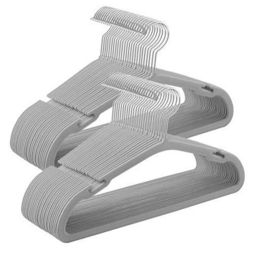 50-Pack Kids Velvet Hangers, 14x8 Inch Non-Slip Children's Hangers with Wide Shoulder Notches & Swivel Hook, Space-Saving Closet Organizers