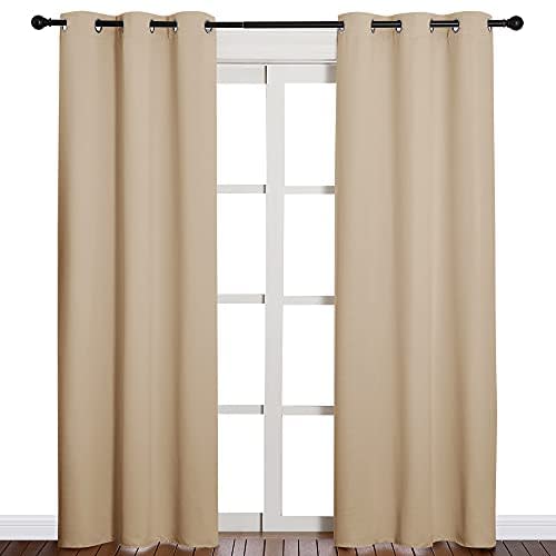NICETOWN Thermal Insulated Eyelet Top Room Darkening Panels/Curtains/Drapes for Bedroom (2 Panels, W42 x L84 inches, Biscotti Beige)