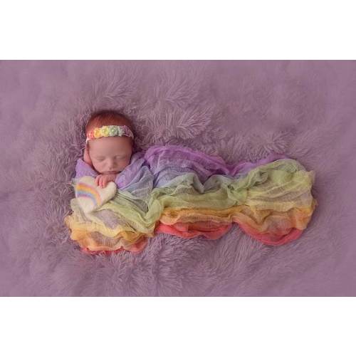 Rainbow cheesecloth Wrap for Newborn Photography photo props and rainbow headband