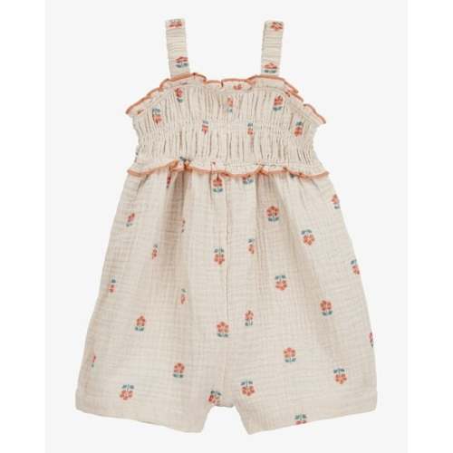 Baby Smocked Floral Print Sleeveless Romper - Cream - Carter's | Carter's