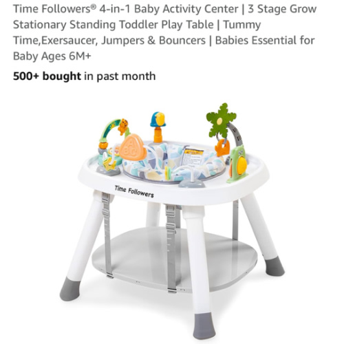 Time Followers® 4-in-1 Baby Activity Center | 3 Stage Grow Stationary Standing Toddler Play Table | Tummy Time,Exersaucer, Jumpers & Bouncers | Babies Essential for Baby Ages 6M+