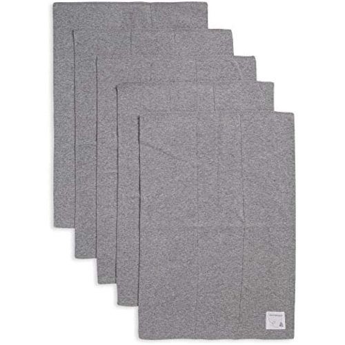 Burt's Bees Baby - Burp Cloths, 100% Organic Cotton Absorbent 5-Pack Drool Cloths (Heather Grey, Solid)