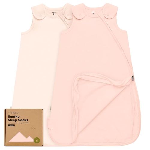 2-Pack Organic Baby Sleep Sacks, 100% Cotton - Soft & Breathable 0.5TOG Baby Wearable Blanket, Toddler Sleeping Sack 0-6 months, Easy to Wear Transitional Swaddles for Newborns, Infants(Mist Rose, S)