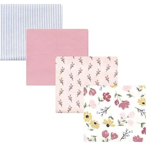 Hudson Baby Unisex Baby Cotton Flannel Receiving Blankets, Soft Painted Floral, One Size