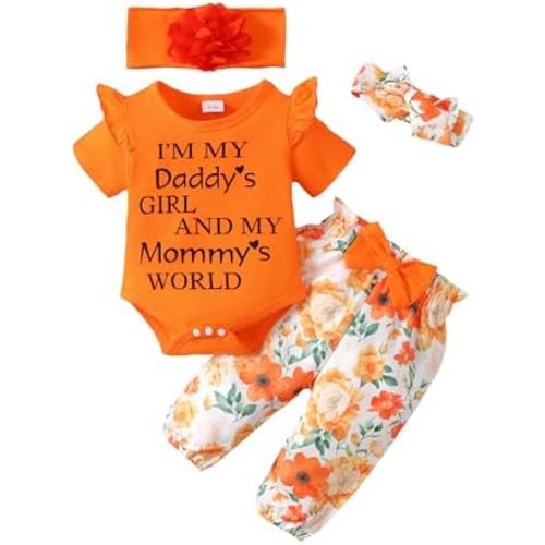 SUNNY PIGGY Newborn Infant Baby Girl Clothes Ruffle Romper Toddler Girl Floral Cotton Pant Sets Girls Clothing Outfit