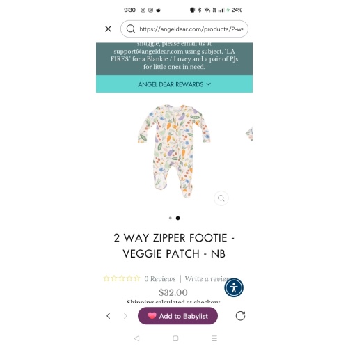 2 Way Zipper Footie - Veggie Patch