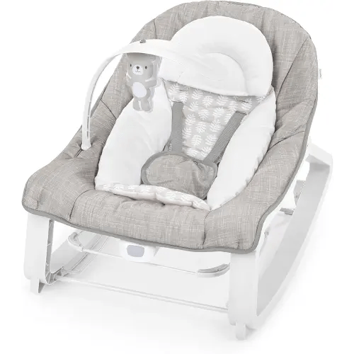 Ingenuity Keep Cozy 3-in-1 Grow with Me Vibrating Baby Bouncer Seat & Infant to Toddler Rocker, Vibrations & Toy Bar, 0-30 Months Up to 40 lbs (Linden)